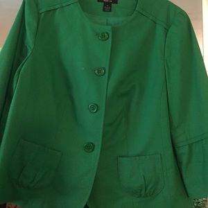 Style and Co Ruffle cuff, collarless blazer